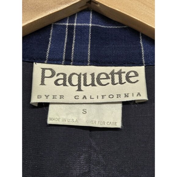 Paquette Byer California Womens Small Blue Plaid Cotton Blazer Jacket Preppy - Picture 5 of 6